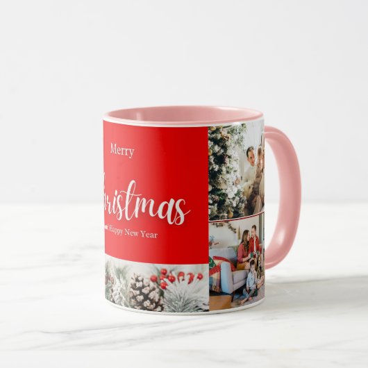 Familie frohe Weihnachten Glück Neujahr 4 Fotos Tasse (VorderseiteRechts)