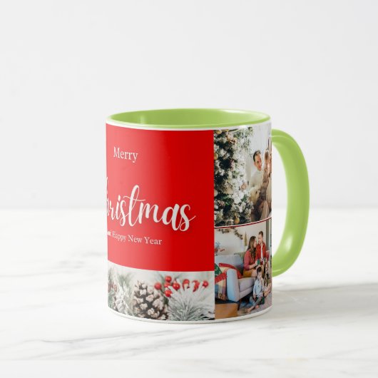 Familie frohe Weihnachten Glück Neujahr 4 Fotos Tasse (VorderseiteRechts)