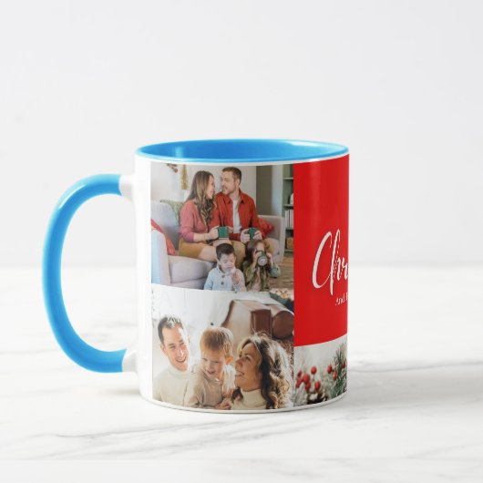 Familie frohe Weihnachten Glück Neujahr 4 Fotos Tasse (Links)