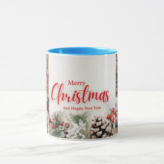 Familie frohe Weihnachten Glück Neujahr 4 Fotos Tasse (Zentrum)