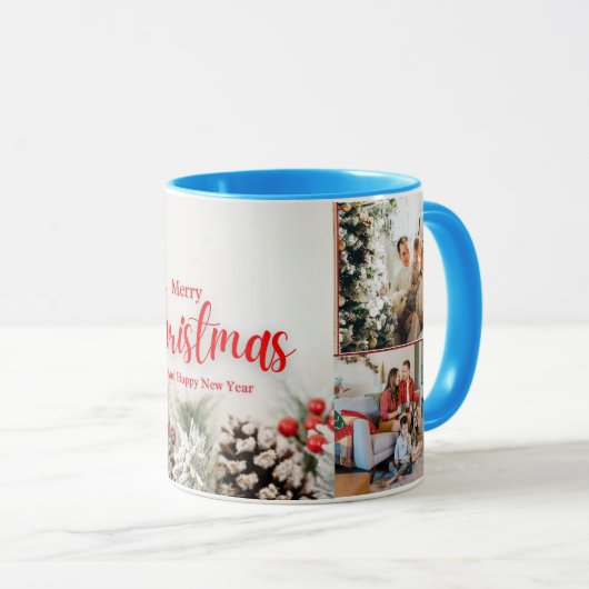 Familie frohe Weihnachten Glück Neujahr 4 Fotos Tasse (VorderseiteRechts)