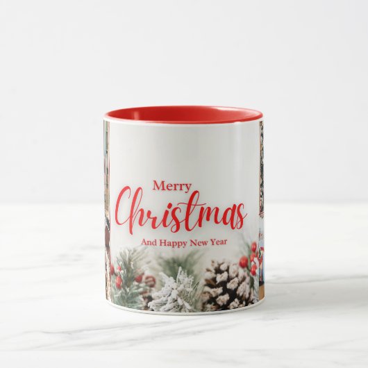Familie frohe Weihnachten Glück Neujahr 4 Fotos Tasse (Zentrum)