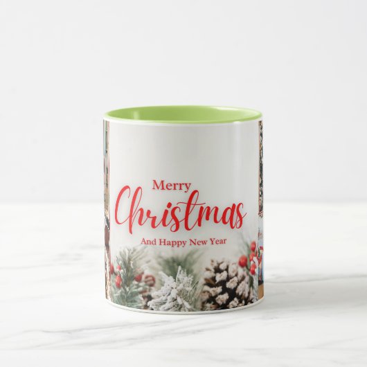 Familie frohe Weihnachten Glück Neujahr 4 Fotos Tasse (Zentrum)