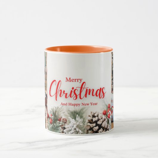 Familie frohe Weihnachten Glück Neujahr 4 Fotos Tasse (Zentrum)