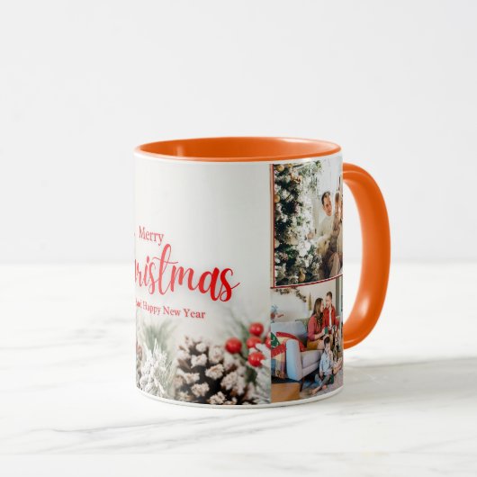 Familie frohe Weihnachten Glück Neujahr 4 Fotos Tasse (VorderseiteRechts)