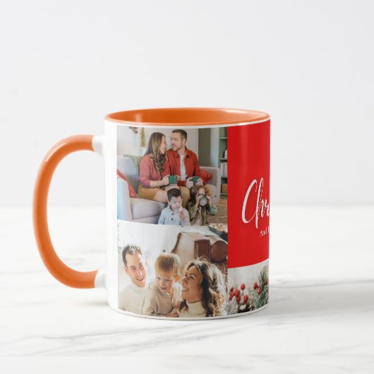 Familie frohe Weihnachten Glück Neujahr 4 Fotos Tasse (Links)