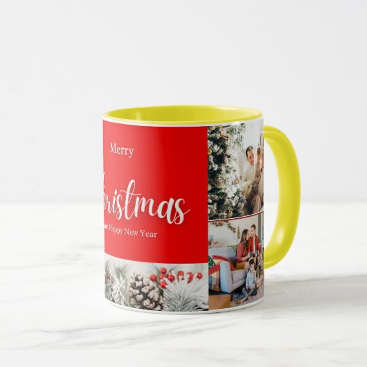 Familie frohe Weihnachten Glück Neujahr 4 Fotos Tasse (VorderseiteRechts)