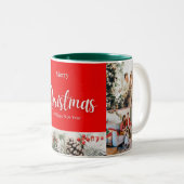 Familie frohe Weihnachten Glück Neujahr 4 Fotos Zweifarbige Tasse (VorderseiteRechts)