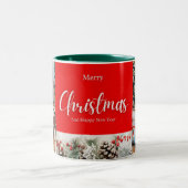 Familie frohe Weihnachten Glück Neujahr 4 Fotos Zweifarbige Tasse (Mittel)