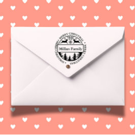 Familie Frohe Weihnachten Hirsch Thema Permastempel