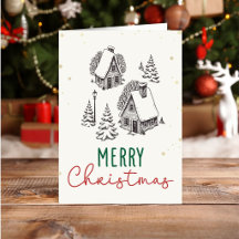 Familie Frohe Weihnachten Rustikales Vintage-Dorf