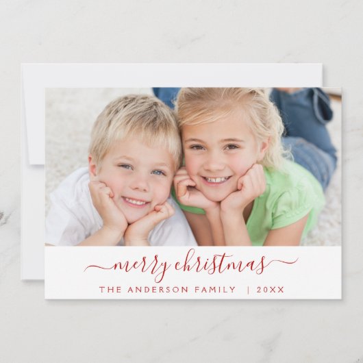 Familie Frohe Weihnachts-Fotokarte Feiertagskarte (Vorderseite)