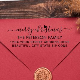 Familie Frohe Weihnachts-Script-Rücksendeadresse Permastempel