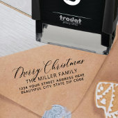 Familie Frohe Weihnachts-Script-Rücksendeadresse S Permastempel