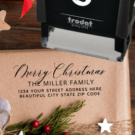 Familie Frohe Weihnachts-Script-Rücksendeadresse S Permastempel