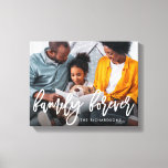 Familie für immer | Trendy Brush Script mit Foto Leinwanddruck<br><div class="desc">Dieser stylische Leinenprint sagt "family forever" in trendiger Schrift-Schrift,  mit einem Platz für Ihren Namen,  über Ihrem bevorzugten persönlichen Foto.</div>