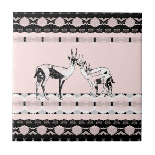 Familie Gazelle Art Deco Dekorativ Fliese