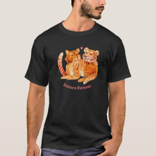 Familie Geschwister Schwester Forever Tiger Herz L T-Shirt