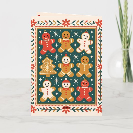 Familie Gingerbread Mann Frohe Weihnachtsfeiertag Karte (Rückseite)