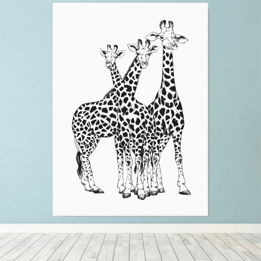 Familie Giraffe Leinwanddruck (Insitu (Holzboden))