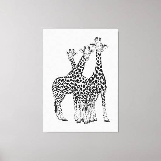 Familie Giraffe Leinwanddruck (Vorderseite)