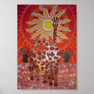 Familie Giraffe Poster