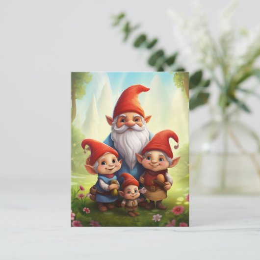 Familie Gnome Postkarte (Stehend Vorderseite)