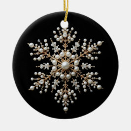 Familie Gold und Pearl Snowflake Keramik Ornament