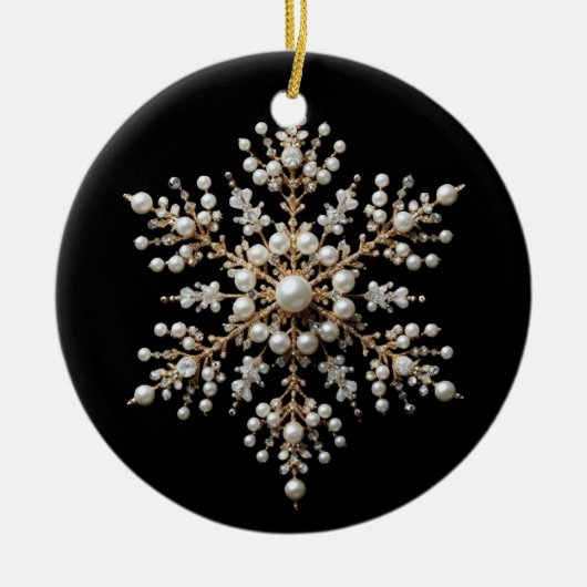 Familie Gold und Pearl Snowflake Keramik Ornament (Vorne)
