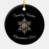 Familie Gold und Pearl Snowflake Keramik Ornament (Hinten)