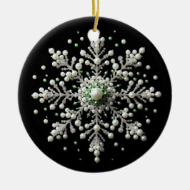 Familie Green und Pearl Snowflake Keramik Ornament