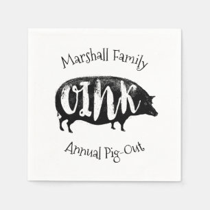 Familie GRILLEN Rippen-Vintages Schwein lustig Serviette