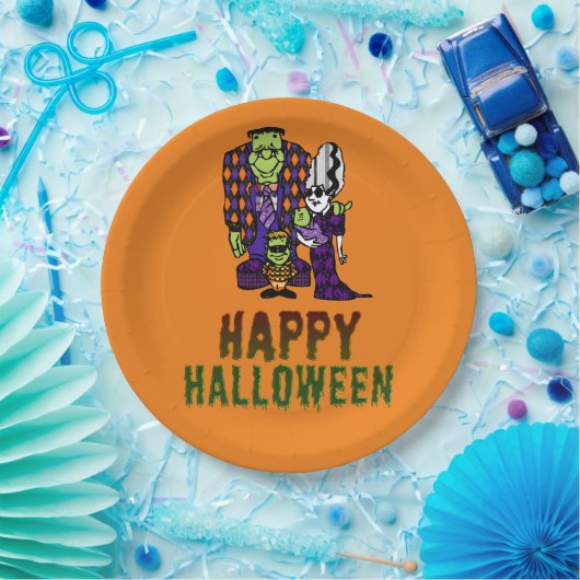 Familie Halloween Frankenstein Pappteller (Party)