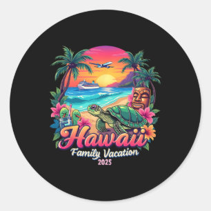 Familie Hawaii Sommer passende Reiseferien 2025 V Runder Aufkleber
