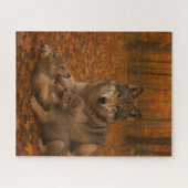 Familie Herbst Wolf Kindermädchen im Herbstwald Puzzle (Horizontal)