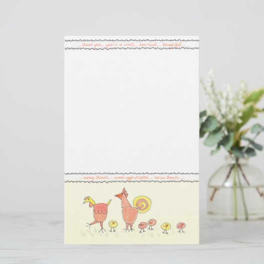 Familie Hühner Danke Notiz Papier (Stehend Vorderseite)
