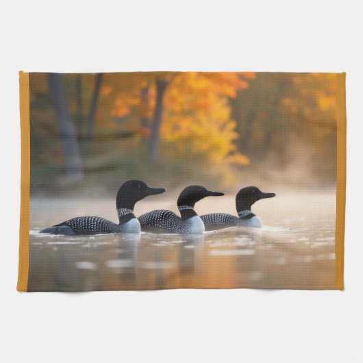 Familie im Herbst Geschirrtuch (Horizontal)