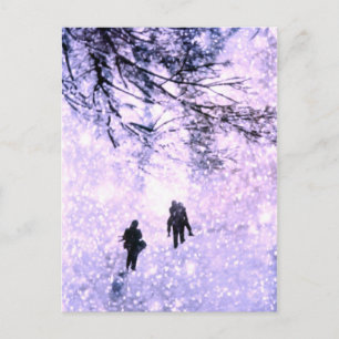 Familie im Winter Postkarte