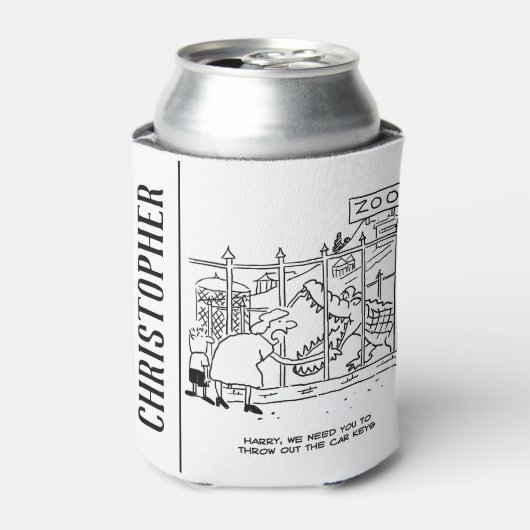 Familie im Zoo. Vater durch Alligator verschluckt Dosenkühler (Kanne Vorderseite)