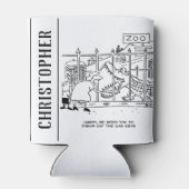 Familie im Zoo. Vater durch Alligator verschluckt Dosenkühler (Rückseite)