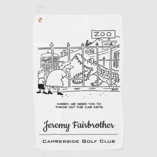 Familie im Zoo. Vater durch Alligator verschluckt Golfhandtuch (Vorderseite)