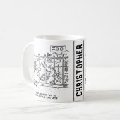 Familie im Zoo. Vater durch Alligator verschluckt Kaffeetasse (Vorderseite Links)