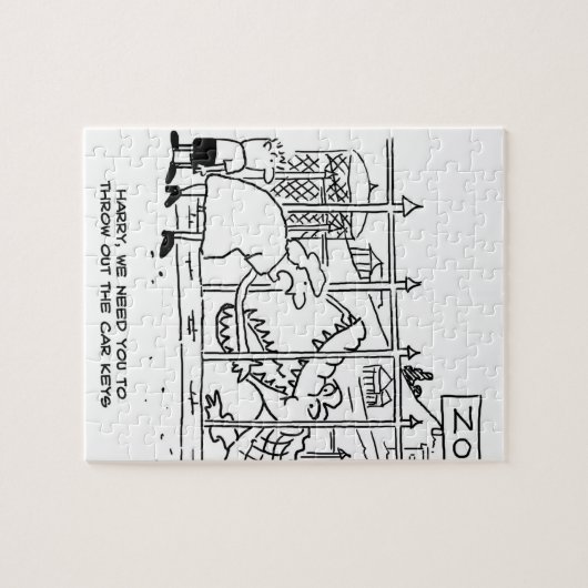 Familie im Zoo. Vater durch Alligator verschluckt Puzzle (Horizontal)