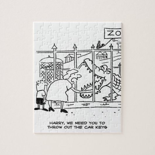 Familie im Zoo. Vater durch Alligator verschluckt Puzzle (Vertikal)