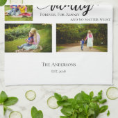 Familie immer für immer 5 Foto Collage Quote süß Geschirrtuch (Gefaltet)