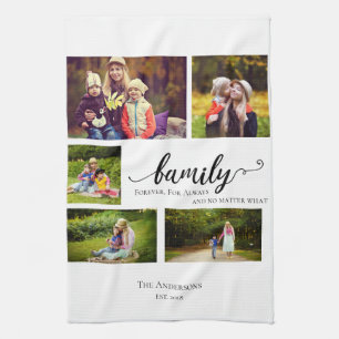 Familie immer für immer 5 Foto Collage Quote süß Geschirrtuch