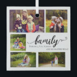 Familie immer für immer 5 Foto Collage Quote süß Ornament Aus Glas<br><div class="desc">Die kurze familiäre Liebe zitiert mit dem Foto der Familie. Ein tolles Dekor für die Zuhause Ihrer Familie.</div>