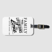 Familie, in der das Leben beginnt Typografie Zitat Gepäckanhänger (Vorderseite (Horizontal))