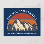 Familie in die Berge gewechselt Änderung der Adres Postkarte (Vorderseite)