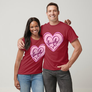 Familie in einem Herz Rosa Design T-Shirt